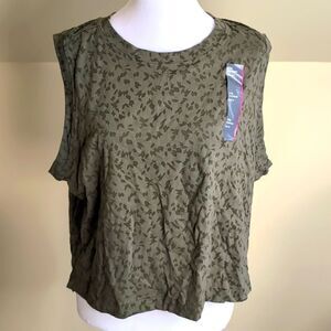 All in Motion XXL Green Sleeveless Boxy Fit Crop Top, NEW